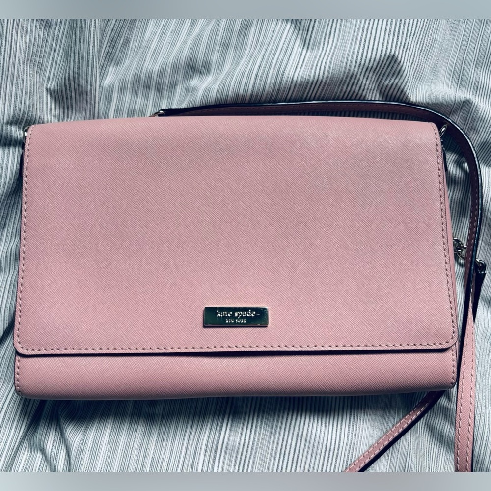 Kate Spade pale Pink crossbody cross-hatch convertible clutch